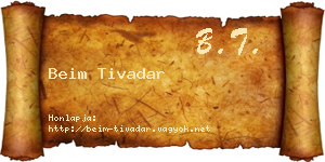 Beim Tivadar névjegykártya